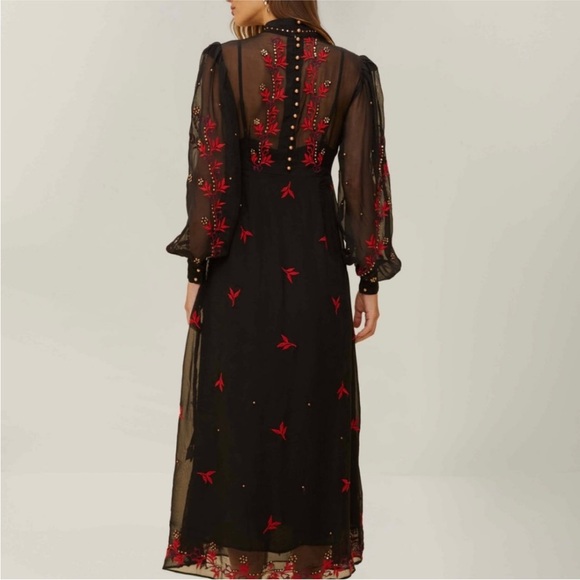 Farm Rio Black Organza Long Sleeve Midi Dress - Picture 5 of 5